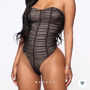 Fashion Nova Mesh Ruched Bodysuit